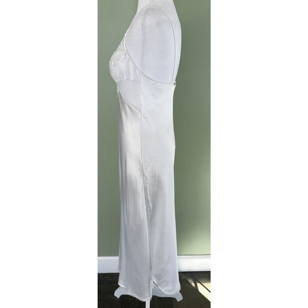 Val Mode Lingerie White Beaded Slip Dress Size Small Vintage 90’s Gown Dainty - Picture 3 of 13